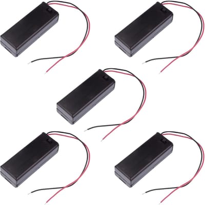 Batterij Houder - Case Vliegende Leads - Elektronica Projecten - Inclusief Schakelaar - 67 x 26 x 21 mm - Zwart