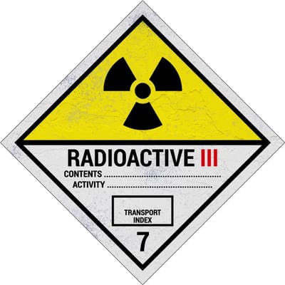 ADR klasse 7.3 radioactieve stoffen bord | Sign Again materiaal | 10 x 10 cm