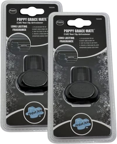 Poppy Grace Mate® EVA luchtverfrisser Frost Ice – Double Pack – Clip voor Ventilatierooster – Langdurige Frisse Auto Airfreshener