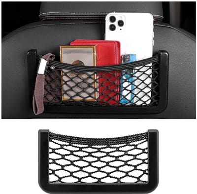 Dailygoods - Auto-opbergnet - Zelfklevend - Rijk elastisch - Zwart - Opbergnet voor auto - Geschikt voor kofferbak en caravan - Groot formaat