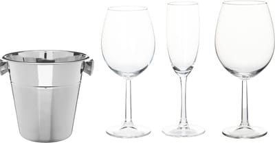 Wijnglazen - set - 18-delig - incl. RVS ijsemmer - champagnekoeler