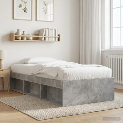 vidaXL - Bedombouw - met - opslag - Betongrijs - 80 - x - 200 - cm - Bewerkt - hout