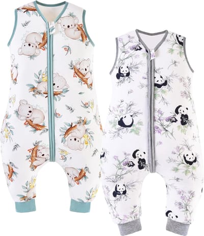 Babyslaapzak met voeten - 2 stuks - 2,5 tog - vierseizoenen - slaapzakken zonder mouwen voor zuigelingen en kinderen - 70 cm