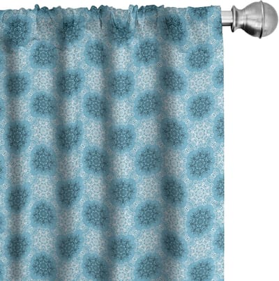 ABAKUHAUS Blauwe Mandala Gordijnen – 2-delig set 75x245 cm – Microvezel