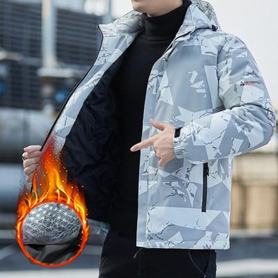 Jas Heren Afneembare Capuchonjas Winter Fleece Verdikt Winddicht Waterdicht Outdoor Wandelen Pak 5XL black