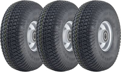 11x4.00-4 Grasbanden voor grasmaaiers & stalen velgen P332 20 mm lagers 145 kg (set van 3)