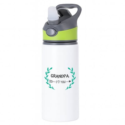 Hacebo® - grandpa I love you waterfles met rietje groen - Opa - de liefste opa - verjaardag - cadeautje voor opa - opa artikelen - kado - geschenk - water fles - 650ML