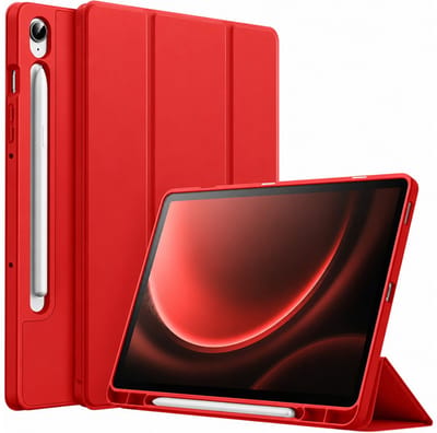 CaseMania Bookcase hoesje geschikt voor Samsung Galaxy Tab S10 Lite - Effen Rood - Kunstleer