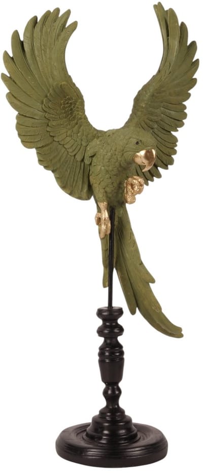 Baroque - Decoratief beeld of figuur - Papegaai op Stok - Groen - Resin - 52.5x26.5x14.5 - Polyresin