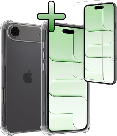 Hoesje Met Screenprotector - Geschikt voor Apple iPhone Air - Sterk & Shockproof - Siliconen Case - Back Cover - Telefoon Hoes - Shock Proof - Transparant