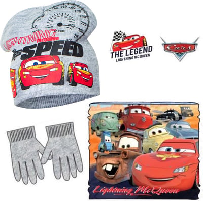 Disney Cars set / winterset - Muts + Col + Handschoenen - Grijs/multi - Maat 54 (± 4-7 jaar)