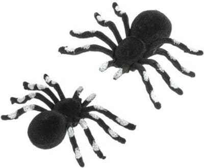 Nep spinnen 10 cm - goud/zilver - set 8x - velvet/fluweel - Horror/griezel thema decoratie