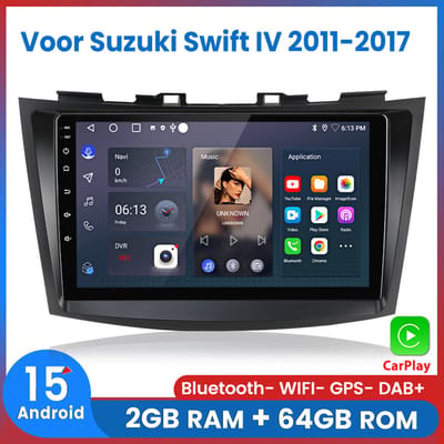 Awesafe Autoradio - Geschikt Voor Suzuki Swift IV 2011 t/m 2017 - Apple Carplay & Android Auto (Draadloos) - Android 15.0 - 2+64GB - Touchscreen - GPS Navigatiesysteem - 2011 2012 2013 2014 2015 2016 2017