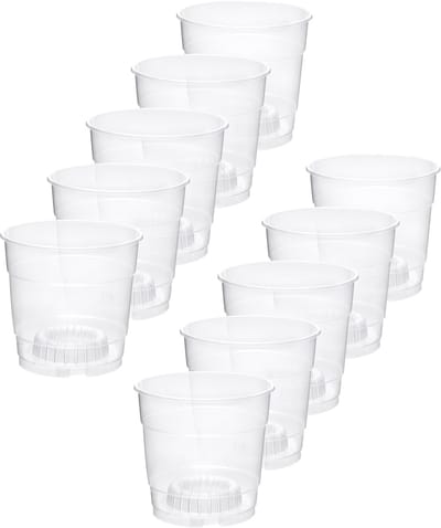 Garronda Plantenpot Bloempot - Kunststof - Rond - Plantenbak - 10 Stuks - Transparent, 9cm H=8.5cm – Transparant - GD-NIC-Pot64