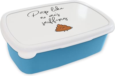 Broodtrommel Blauw - Lunchbox - Brooddoos - Spreuken - Quotes - Poop like no one's sniffing - Poep - 18x12x6 cm - Kinderen - Jongen