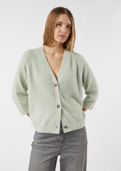 Vrouwelijke zachte gebreide cardigan met 3/4 mouwen COMMA
