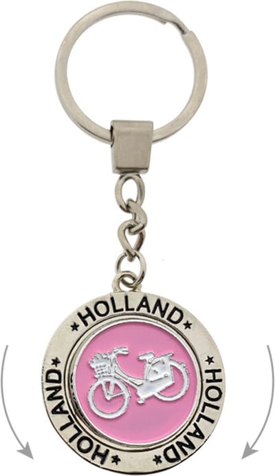 Sleutelhanger mono spinning fiets roze