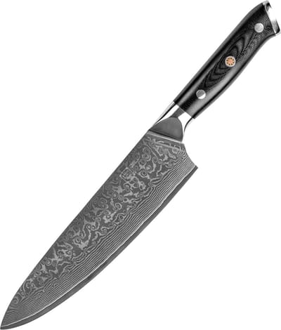 House of Husk Professioneel Koksmes 33cm - 20cm Lemmet - Chef Mes - Keukenmes - 67 Lagen Damascus Staal - Koolstof Chroom Kern - 60+2HRC