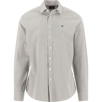 Fynch-Hatton Overhemd Striped Essential Poplin Donker Khaki / male