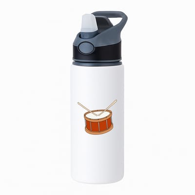 Hacebo® - trommel waterfles met rietje zwart - Drum - Drummers - muziek - muzikant - slaginstrument - water fles - 650ML