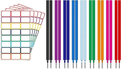 18 Kleurrijke navullingen voor uitwisbare gelpennen - 2 x 9 kleuren, 0.7 mm punt, 13 cm hoogte, inclusief 5 x 24 vellen kleurrijk papier
