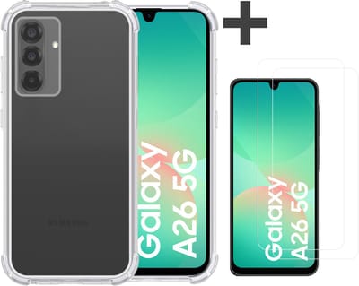 Hoesje met 2 Stuks Screenprotectors Geschikt voor Samsung Galaxy A26 Hoesje Siliconen Shockproof Case - Arara Backcover- Transparant