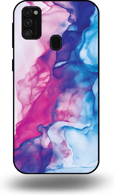 Smartphonica Telefoonhoesje Geschikt voor Samsung Galaxy M21 met Roze Blauw Marmer Opdruk - TPU Backcover Case Rose Blue Marble Design geschikt voor Samsung Galaxy M21