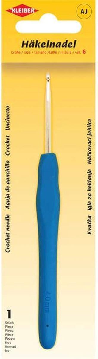 Haaknaald met plastic handvat, maat 4, blauw
