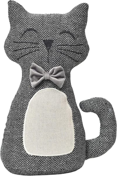 Stofdoek deurstopper voor katten - Gewicht 1,0 kg - Polyestersamenstelling - Zwart/Wit/Ecru/grijs - 21,1 cm L x 10,2 cm W x 27,9 cm H