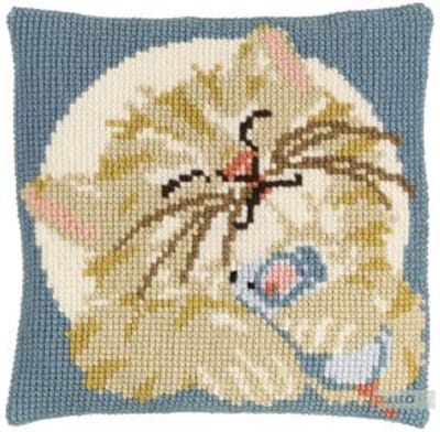 Pako borduurpakket kruissteek kussen - Poesje met muis - geprint stramien - 003.297 - DIY kit