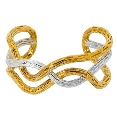 Bijoutheek Armband (Sieraad) Bangle Gewoven Bicolor Goud