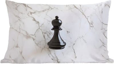 Sierkussens - Kussentjes Woonkamer - 60x40 cm - Schaakstuk - Loper - Zwart - Marmer