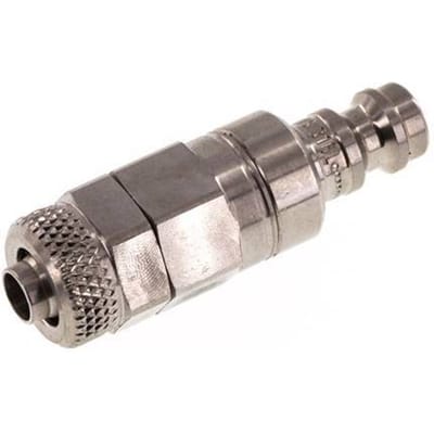 RVS 306L DN 5 Luchtkoppeling Insteeknippel 6x8 mm Push-On Double Shut-Off - CLP5-N-SSL-SV-P-6