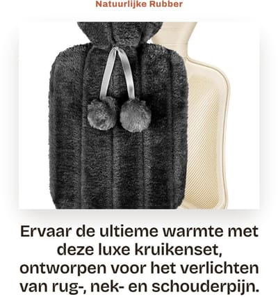 Dailygoods- Warmtebehoudartefact 2L - Natuurlijke Rubber - Pluche Hoes - Geurloos - Veilig - Duurzaam - Kruik