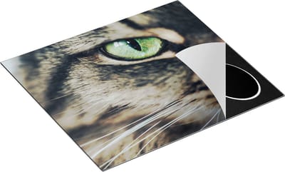 Chefcare Inductie Beschermer Kat met Groene Ogen van Dichtbij - 60x50 cm - Afdekplaat Inductie - Kookplaat Beschermer - Inductie Mat