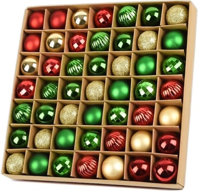 Mini Kerstballen Set van 49 Stuks in Rood, Groen en Goud - 3 cm Decoratie voor de Kerstboom met Schokbestendige Ornamenten en Ophanghaken
