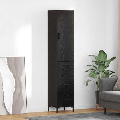 vidaXL - Highboard - Zwart - Eiken - 34,5 - x - 34 - x - 180 - cm - Bewerkt - hout