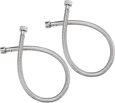 Flessenconnector voor waterleiding 600mm, 304 roestvrij staal, G1/2 vrouwelijk naar G1/2 mannelijk, ideaal voor keuken en badkamer - 2 stuks