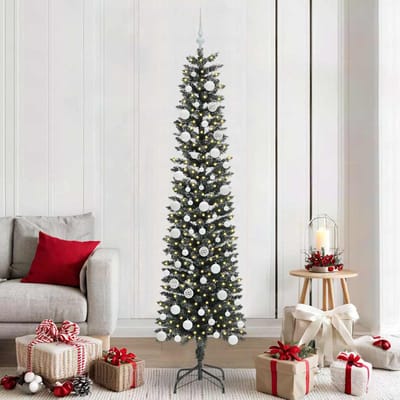 vidaXL - Kunstkerstboom - met - 300 - LED - Groen - 210 - cm - PVC - en - Plastic - en - Staal