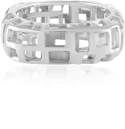 Cavill - Zilveren ring 925 Sterling Geplatineerd - Moderne opengewerkte ring - MONOSONO COLLECTION - Geometrisch 22x22 mm
