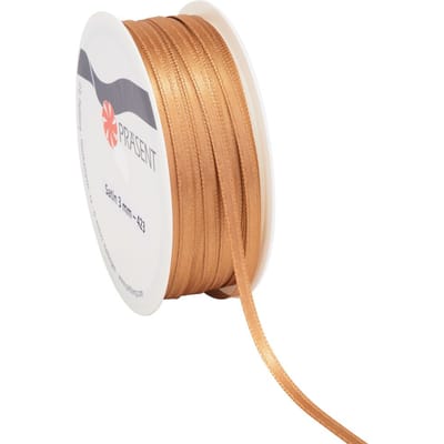 Satijnen lint, 3 mm - Karamel