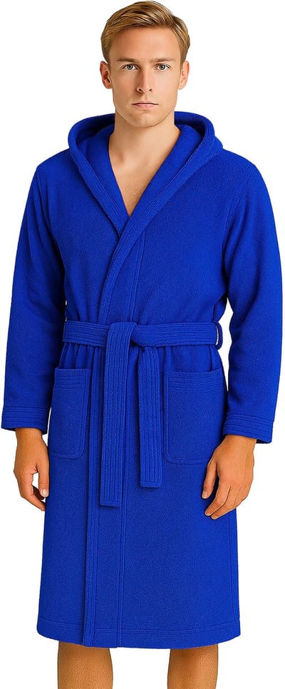 Barbons Badjas Heren - Katoen met Capuchon - Oekotex - Blauw - XL