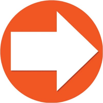 Accent pijl sticker - Rond Dia 15 cm - oranje met witte pijl - Richting aanwijzen - Route - Rechts/links
