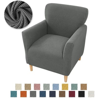 Jacquard Kuipstoelhoes Stretch Spandex Club Fauteuil Hoes Antislip Eénpersoonsbankhoezen voor Studiekamer Barbalie Woonkamer gray