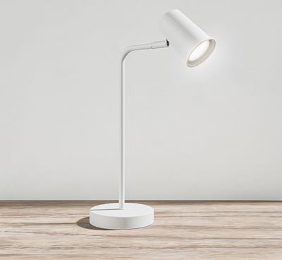 HOFTRONIC - Riga LED Tafellamp Wit - GU10 - Kantelbaar en Draaibaar - Modern - Nachtkastlamp Bureaulamp - 1,75 meter snoer Incl. Snoerdimmer (dimbaar) - 6000K Daglicht wit licht (H: 421mm)