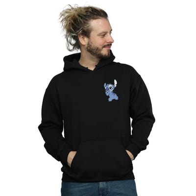 Disney Heren Lilo And Stitch Achterzijde Borst Print Hoodie (Zwart)