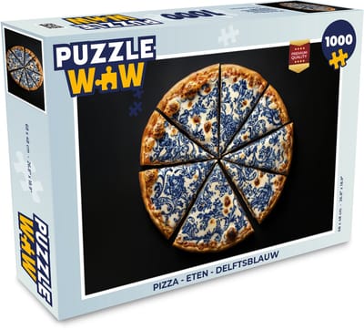 Puzzel Pizza - Eten - Delftsblauw - Legpuzzel - Puzzel 1000 stukjes volwassenen