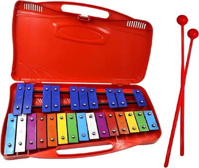 Muziekspel - Klokkenspel Xylofoon - Muziek Leren - Inclusief Beschermkast - 42cm Pakket - Rood