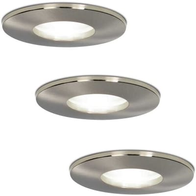 3x HOFTRONIC Vegas - Badkamer inbouwspots LED - IP44 Waterdicht - Verwisselbare GU10 - Dimbaar - 5 Watt 400 Lumen - 6400K Daglicht wit - RVS - Ronde plafondspot Ø 73 mm - Spotjes verlichting voor buiten en binnen