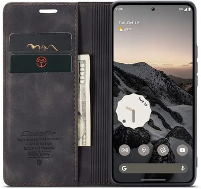 CaseMe 013 Hoesje Geschikt voor Google Pixel 9a - Book Case met Standaard - Portemonnee Beschermhoes - Pasjeshouder voor Twee Pasjes - Zwart